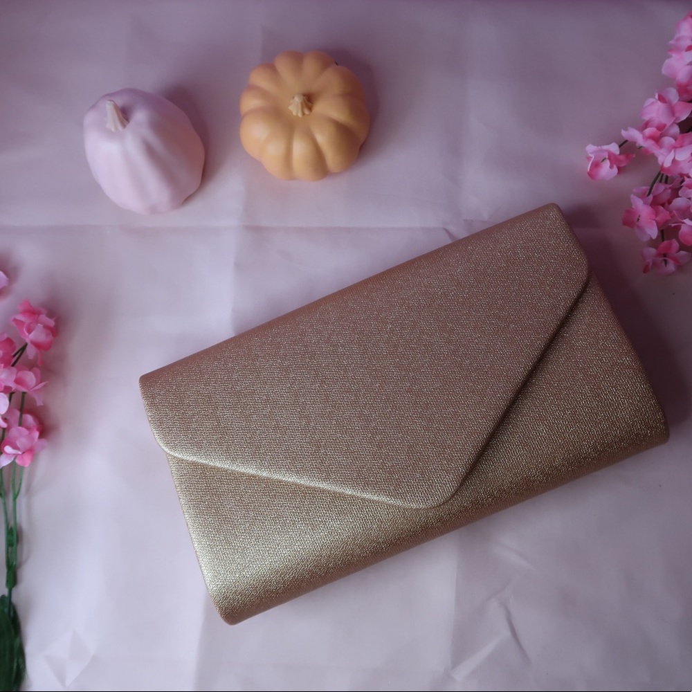 Sparkly Rose Gold Clutch Satchel Bag Purse Handbag Women